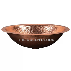 Lavabo rond antique en cuivre gaufré à la main de conception moderne pour salle de bain fabricant en Inde utiliser l'intérieur - Product Image 1