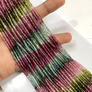 Cuentas de forma de Rondelle facetadas de turmalina múltiple, cuentas de piedras preciosas naturales al por mayor para la fabricación de joyas - Product Image 2