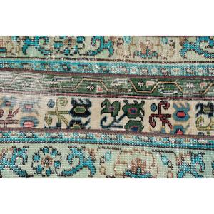 Alfombra Pequeña Vintage de 1.6x3.3 pies (50x101 cm), Alfombra Turca Azul Ombré - Product Image 4