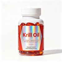 Étiquettes personnalisées Haoxuan pour bouteilles d'huile de krill, film holographique, autocollants imprimés imperméables pour emballages de compléments alimentaires haut de gamme