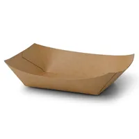 Plateau à collation en carton biodégradable et compostable brun 500 ml, 20,5 x 14 x 3 cm, empilable - 500 pièces/carton