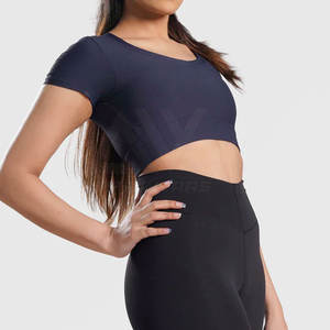 2024 Top moda mujer Crop Top con mangas cortas cuello redondo Crop Top conjunto de ropa para el verano - Product Image 2