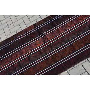 3.1x7.1 ft Turkish Vintage Rug, Accent Rug, Kilim <b>Brown</b> <b>Wool</b> Rug - Product Image 5