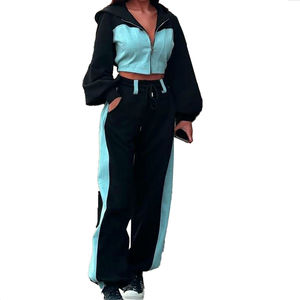 Conjunto Deportivo de 2 Piezas para Mujer, Chaqueta con Cierre y Solapa Grande, Pantalones Anchos, Estilo Urbano, Invierno - Product Image 5