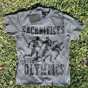 Logo personnalisé T-shirts lettres pour hommes de haute qualité 100 coton léger et respirant à séchage rapide T-shirt tricoté lourd - Product Image 3