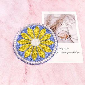 Posavasos con cuentas hechos a mano-Posavasos bohemios con respaldo de poliéster (4x4 pulgadas) - Product Image 5