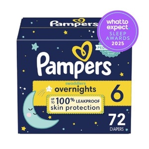 Pampers Swaddlers Overnights Tamaño 4 104 Count Pañales desechables para bebés Protección nocturna de la piel Hecho con algodón para venta al por mayor - Product Image 1