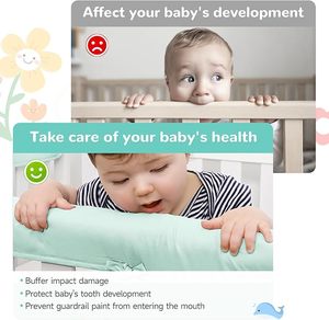 Reversible Crib Rail Cover with <b>Corner</b> Guard Soft Teething Edge <b>Protector</b> with Straps for Boys & Girls - Product Image 2
