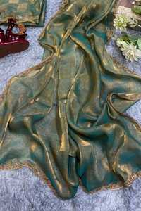 Boutique indienne traditionnelle fantaisie et à la mode Premium nuptiale soie Saree pour filles mariage fête vêtements à la mode Sari vêtements ethniques - Product Image 4