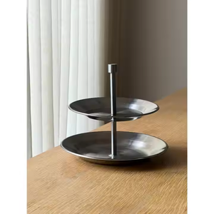 Support à gâteau en acier inoxydable à 2 niveaux, support à dessert en métal pour les gâteaux de fête d'anniversaire et d'anniversaire par Decor impex - Product Image 2