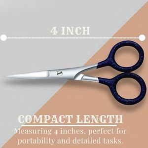 Tijeras para el cabello para diestros de acero inoxidable de grado A + de 4 pulgadas, hoja recta afilada, Mini tijeras de peluquero para uñas para salón de peluquería - Product Image 2