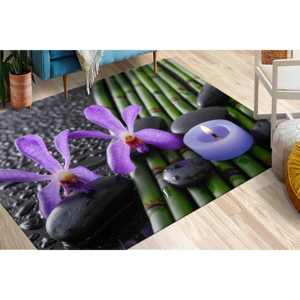 Tapis Zen Stones : Orchidée Violette Bambou, Tapis d'appoint Antidérapant, Tapis en Chenille - Product Image 1