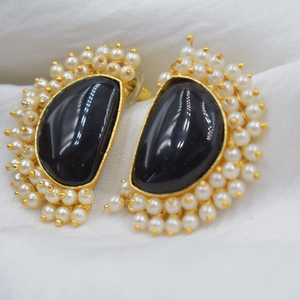 Pendientes de tuerca de piedra, última colección, pendientes de tuerca chapados en oro de diseñador, venta al por mayor, Pendientes chapados en oro de 18 quilates hechos a mano para mujer - Product Image 2