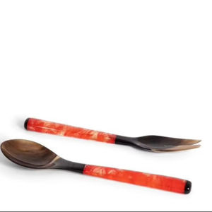 Juego de cuchara para ensalada de cuerno Natural hecho a mano con estilo, nuevo diseño decorativo, cuchara para servir de cuerno de vaca para el hogar, cubiertos de pulido de espejo - Product Image 1