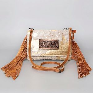 Real Western Patterned <b>Leather</b> Cowhide Fur <b>Handbag</b> Carving Hand Tooled <b>Leather</b> Women's Sling Bags Wholesale Crossbody Bags - Product Image 1
