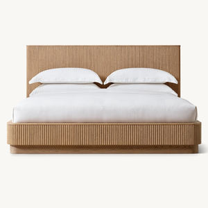 เฟอร์นิเจอร์ห้องนอนไม้สไตล์โบราณไม้เนื้อแข็งขนาดคิงไซส์โครงเตียงสำหรับบ้านและโรงแรม - Product Image 3