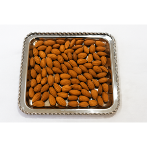 Juego de 2 placas de metal con borde de cuentas, acabado plateado para mesa, aperitivos de frutas secas, Platos y platos cuadrados multiusos - Product Image 3