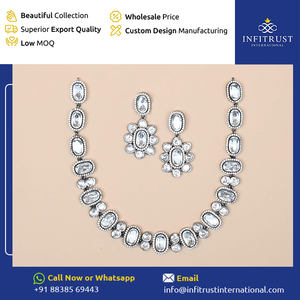 Dernier arrivage Beau design en argent sterling 925 Beau collier à pois blanc avec boucles d'oreilles pendantes pour femmes à bas prix - Product Image 2