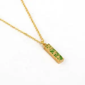 Kalung lapis emas carnelian Jade batu permata liontin bar bentuk buatan tangan desain grosir rantai kalung perhiasan