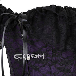 Corsé de Lujo Morado de Satén y Encaje Negro con Cierre Frontal - Product Image 5