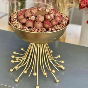 Cuenco de Metal dorado creativo para servir, mesa de hogar de alta calidad, plato de postre, exhibición de postre moderna para bodas, cuenco de Chocolate - Product Image 4