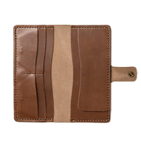 Cartera de Cuero Crazy Horse para Hombre, Diseño Corto, Antirrobo, con Cadena Decorativa, Cierre Plegable, Personalizable, de Alta Calidad