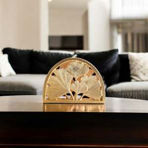 Porte-serviettes de luxe à motifs floraux en relief, fait main, en métal, cristal et aluminium, décoration de table pour restaurants et fêtes - Product Image 2