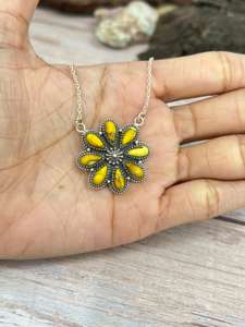 100% miel Natural Dahilia collar de piedras preciosas 925 collar de plata esterlina joyería hecha a mano colgantes Collar de plata sólida - Product Image 3