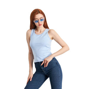 Camiseta sin mangas para correr para mujer, camiseta sin mangas para mujer a la venta, material de poliéster y algodón de buena calidad, camisetas y chaleco para mujer - Product Image 4