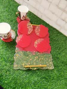 Good Quality <b>Decorative</b> Resin Serving Tray for Tabletop <b>Decorative</b> Wedding Tray Available at Different Sizes - Product Image 2