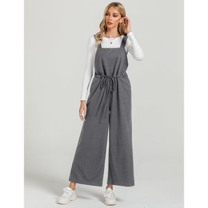 Monos de Yoga de cintura alta para mujer 2025, monos holgados a la moda de pierna ancha, pantalón largo informal cómodo, mono de fiesta sólido - Product Image 2