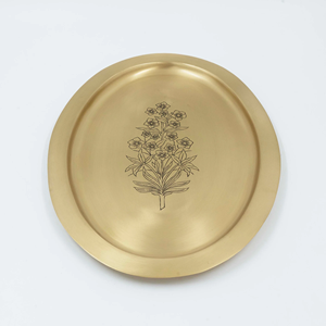 ถาดทองเหลืองทรงรีพรีเมี่ยมสีทองพร้อมเสิร์ฟอาหารว่างและน้ำดีไซน์หรูหราทันสมัย - Product Image 1