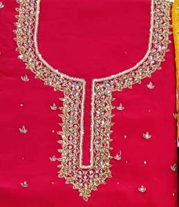 Costumes de fête en soie brodés à la main non cousus de créateur moderne pour femmes Style indien tendance pour les fêtes traditionnelles - Product Image 2