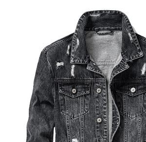 Venta al por mayor de chaquetas de mezclilla baratas de los hombres chaquetas de mezclilla clásicas cómodas de los hombres chaqueta de calidad superior de los hombres personalizados súper rasgados - Product Image 2