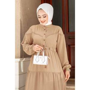 Vestido Túnel Con Cinturón Beige - Product Image 1