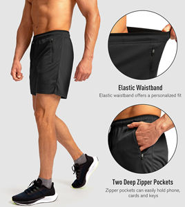 Shorts de sport personnalisés pour hommes, en maille respirante, séchage rapide, polyester/coton, entraînement, course à pied, motif uni, sublimation personnalisée, vierge - Product Image 4