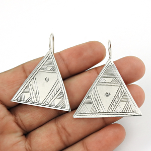 Boucles d'oreilles en forme de triangle pour femme et filles bijoux bohèmes faits à la main en argent sterling 925 au prix d'usine direct - Product Image 3