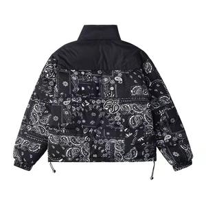 Veste matelassée en polyester avec logo personnalisé pour homme, veste d'hiver, imprimé noir, veste gonflée de créateur - Product Image 2