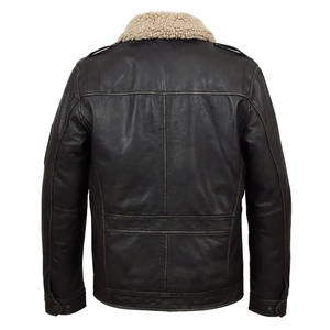 Veste en cuir d'agneau d'hiver pour homme, 100% véritable, best-seller, avec col en fourrure, fermeture éclair de haute qualité - Product Image 2