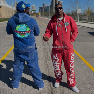 Streetwear survêtement vintage délavé à l'acide personnalisé unisexe à capuche en détresse Patchwork lourd 100% coton ensemble de pantalons de survêtement - Product Image 5