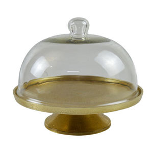 Vente chaude Moderne Base Ronde Gâteau Dôme En Aluminium et Verre Couverture D'affichage pour Les Mariages Fêtes Décor À La Maison Gâteau Stand - Product Image 1