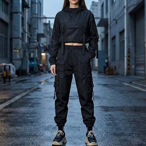 Custom Logo Wholesale Women Black Streetwear Tracksuit <b>Waterproof</b> Cotton Velvet Eco-Friendly Short Cropped Windbreaker Jacket - Product Image 6