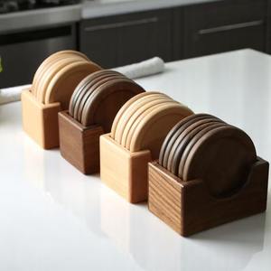 6 pièces/ensemble sous-verres en bois de noyer napperons décoratifs ronds isolés sous-verres de boissons japonaises décor à la maison - Product Image 4