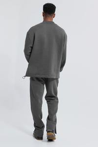 OEM men cotton fleece jogging tracksuit causal <b>crewneck</b> boxy fit sweatshirt& joggers breathable quick dry two piece set - Product Image 2