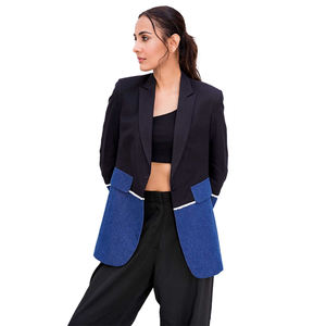เสื้อเบลเซอร์ทรง 3 มิติ คอวี ติดกระดุมเม็ดเดียว ผ้าขนสัตว์ ทอเนื้อแน่น ไม่ยับ สำหรับผู้หญิงและผู้ชาย สไตล์ลำลองทางธุรกิจ คุณภาพสูง ทันสมัย - Product Image 1