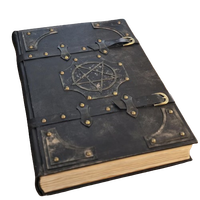 Libro de Hechizos Pagano de Cuero Hecho a Mano con Estampado de Estrellas de 8x6 Pulgadas, Correa con Pentagrama, Grimoire, Libro Wiccano de Sombras, Brujería Vintage, Halloween