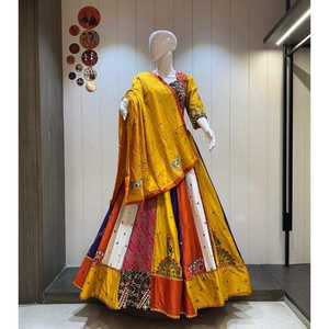 Lehenga Choli Tradicional de Algodón Jaam, Largo hasta el Suelo, Corte Ajustado, Reversible, para Mujer, Ropa Étnica para Festivales de Verano, Bordado de Primera Calidad - Product Image 2