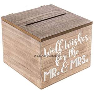 Boîte de cartes d'invitation de mariage en bois de qualité luxueuse avec noms et dates personnalisés - Product Image 6