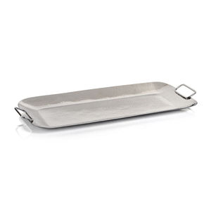 Elegante Bandeja Rectangular de Acero Inoxidable Martillado Hecha a Mano para Servir en Bodas, Plato Decorativo Plateado Moderno y Ligero - Product Image 3