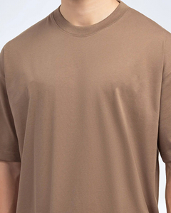 T-shirt pour homme de qualité supérieure 100% coton Hip Hop respirant surdimensionné à épaules tombantes Couleur unie Impression numérique personnalisée - Product Image 4